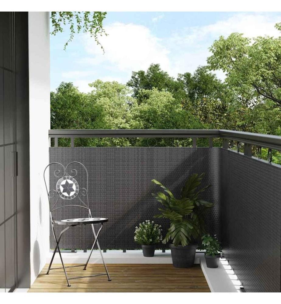 Balkon-Sichtschutz Anthrazit 600x100 cm Poly Rattan
