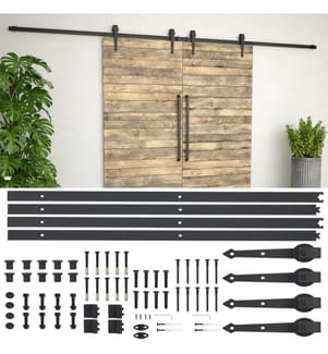 Schiebetür-Beschlagsatz 2x183 cm Stahl Schwarz