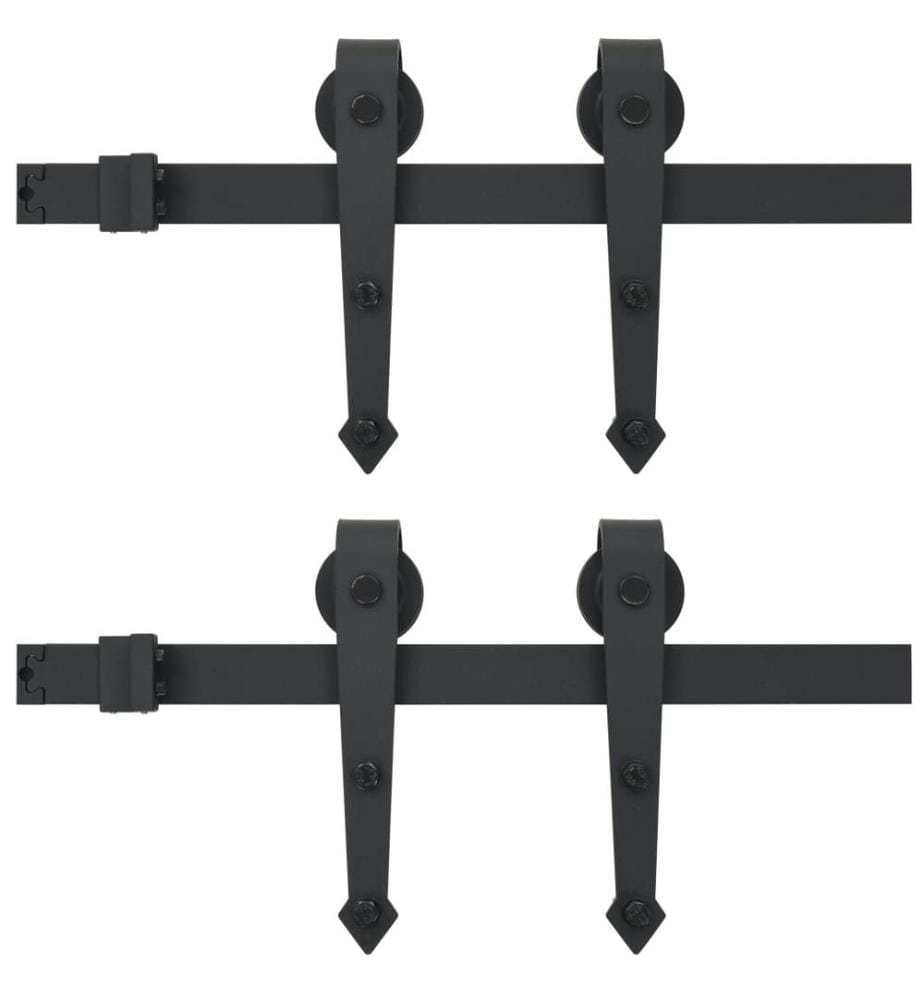 Schiebetür-Beschlagsatz 2x183 cm Stahl Schwarz