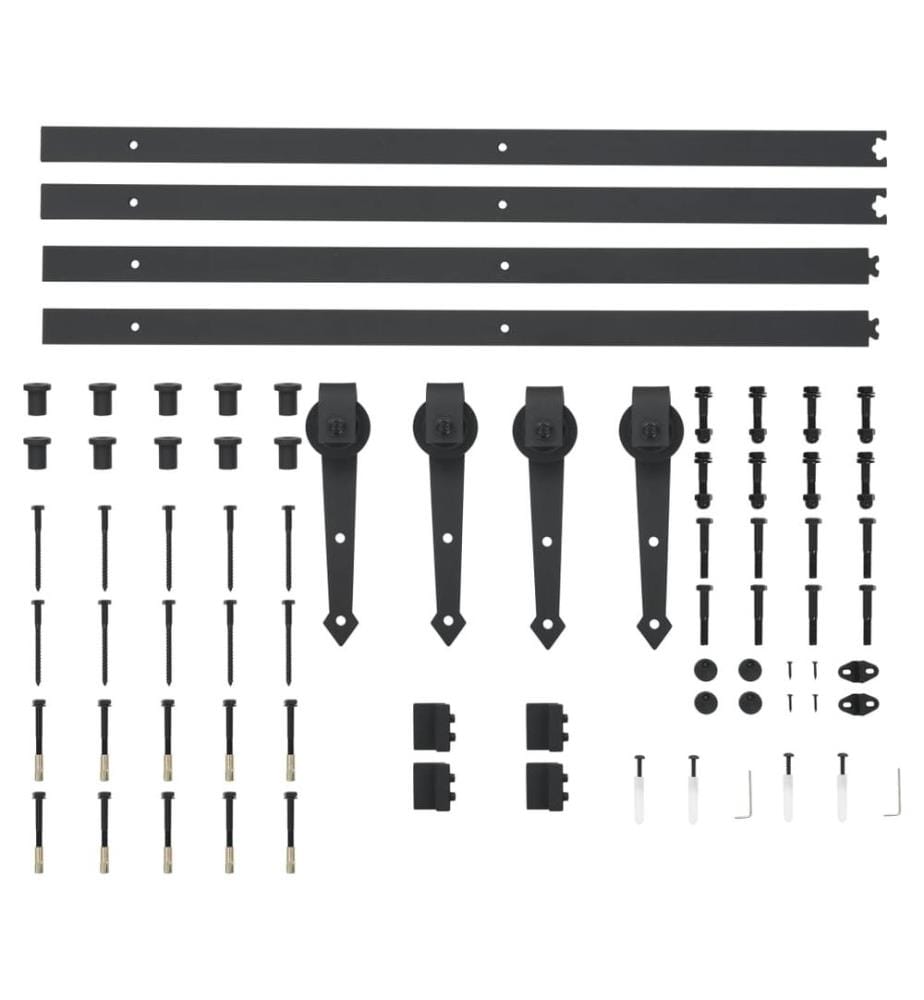 Schiebetür-Beschlagsatz 2x183 cm Stahl Schwarz