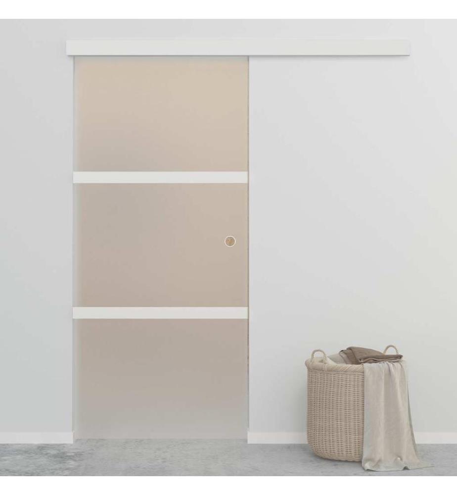 Schiebetür ESG-Glas und Aluminium 90x212 cm Silbern