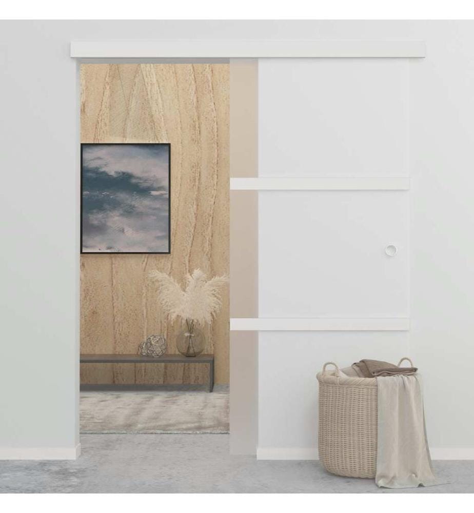 Schiebetür ESG-Glas und Aluminium 90x212 cm Silbern