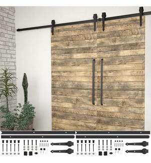Schiebetür-Beschlagsätze 2 Stk. 200 cm Stahl Schwarz