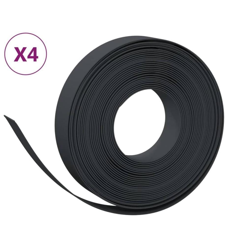 Rasenkanten 4 Stk. Schwarz 10 m 10 cm Polyethylen