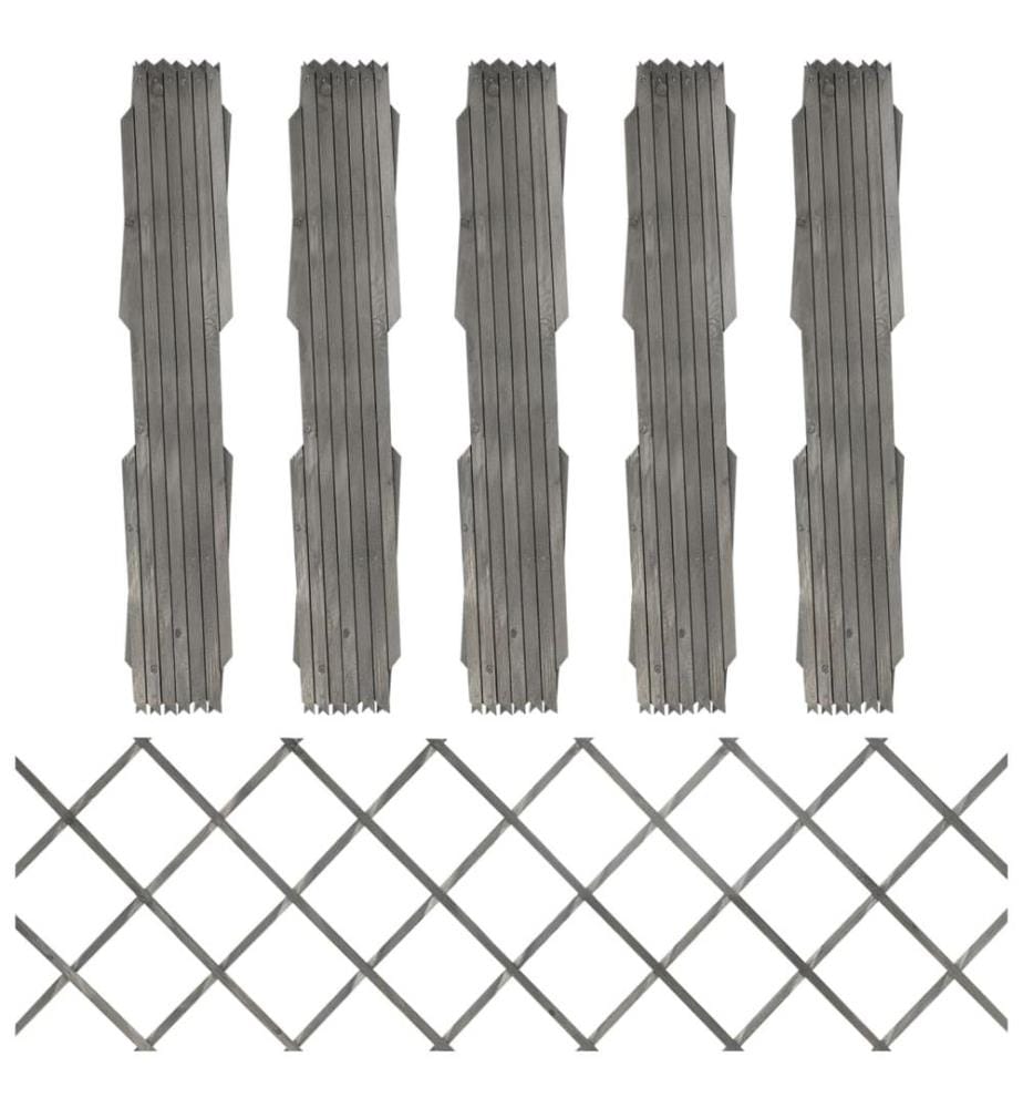Clôture à treillis 5 pcs Gris Bois de sapin massif 180x60 cm