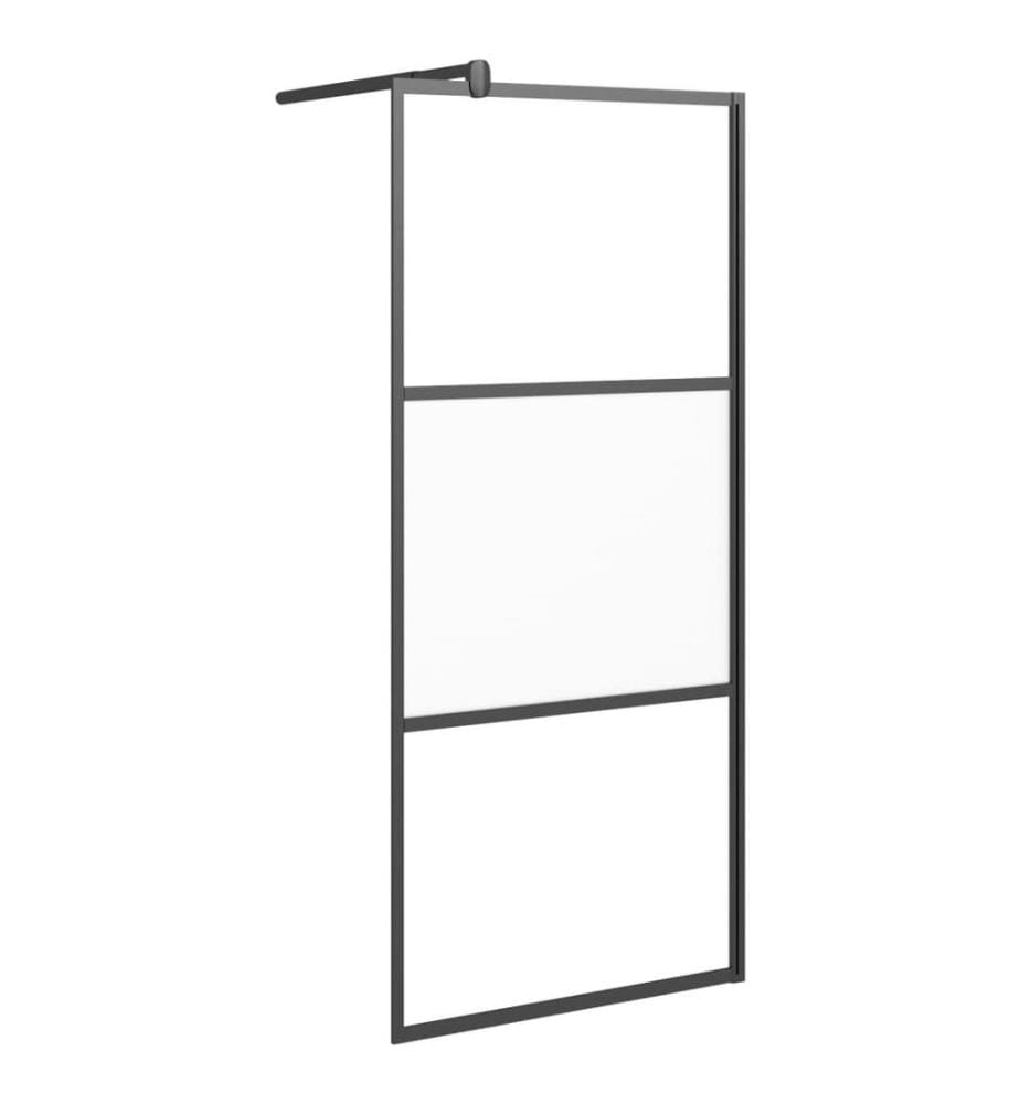 Duschwand mit Ablage für Walk-In-Dusche Schwarz 80x195 cm ESG
