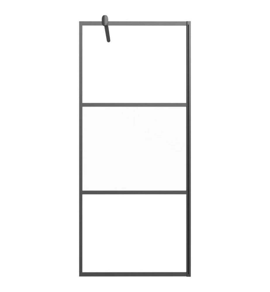 Duschwand mit Ablage für Walk-In-Dusche Schwarz 80x195 cm ESG