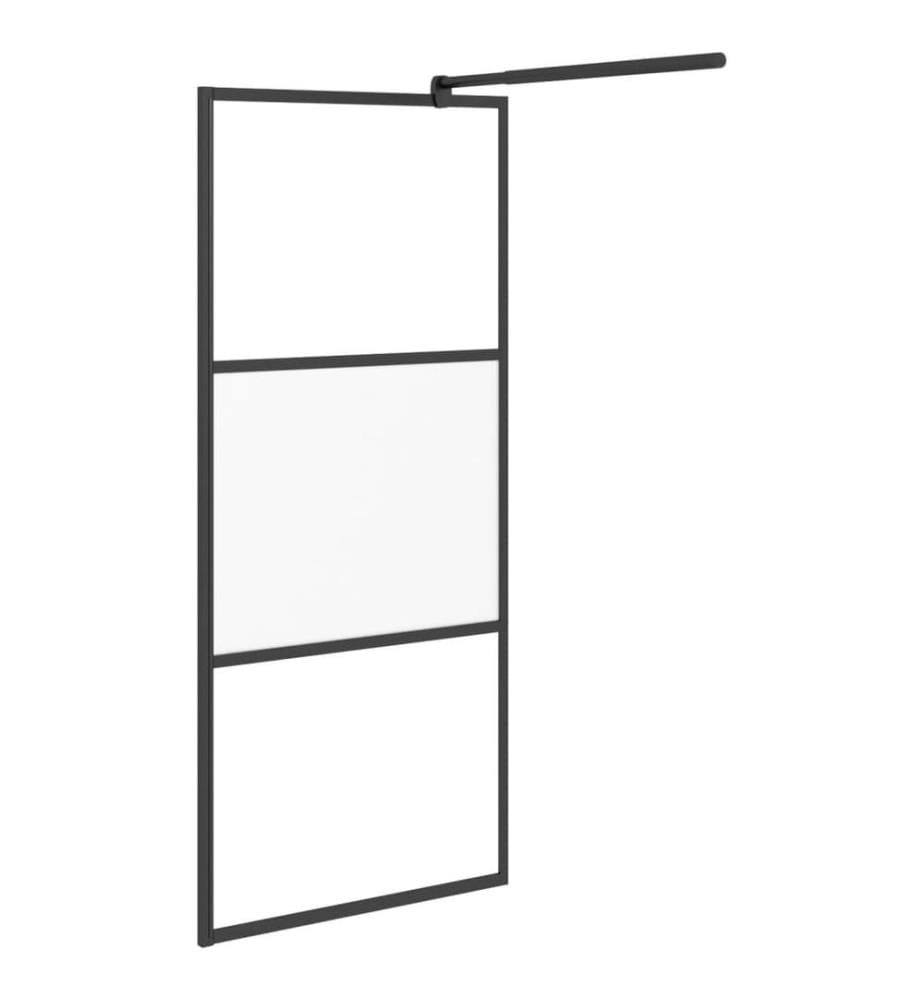 Duschwand mit Ablage für Walk-In-Dusche Schwarz 80x195 cm ESG