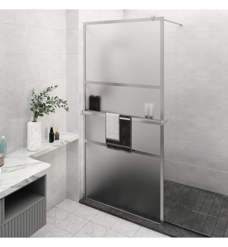Duschwand mit Ablage für Walk-In-Dusche Chrom 115x195 cm ESG