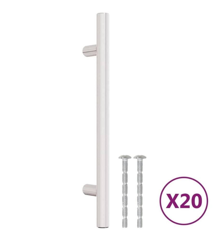 Poignées d'armoire 20 pcs argenté 128 mm acier inoxydable