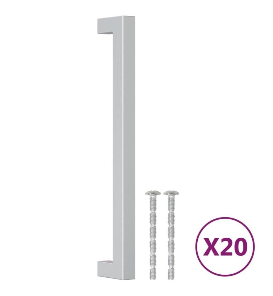 Poignées d'armoire 20 pcs argenté 192 mm acier inoxydable