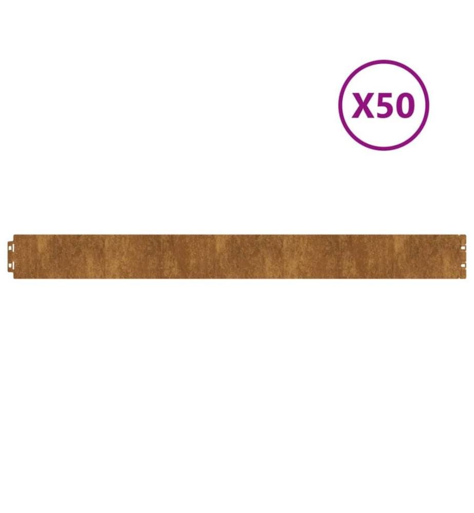Bordures de pelouse 50 pcs 10x103 cm acier corten flexible
