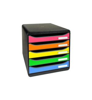 BIELLA - Boîte à tiroirs Big-Box Plus A4+ Noir brillant/multicolore