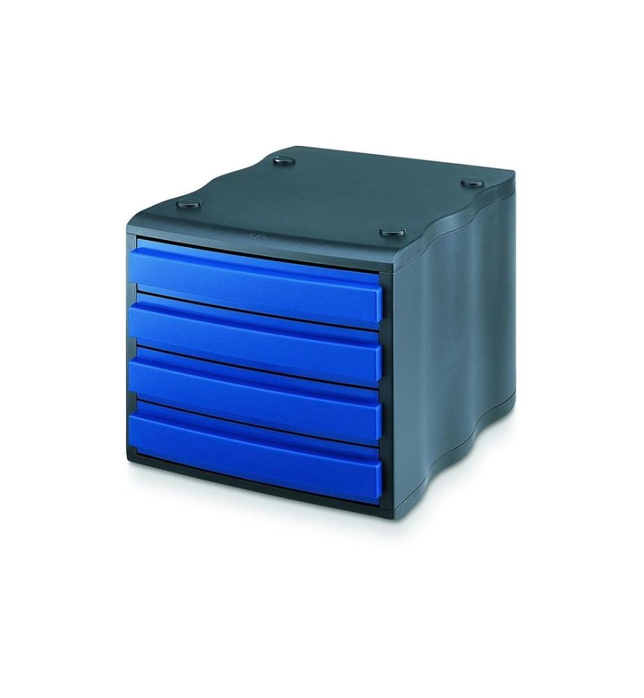 STYRO - Schubladenbox STYRO -wave 4 Schubladen, Schwarz/Blau