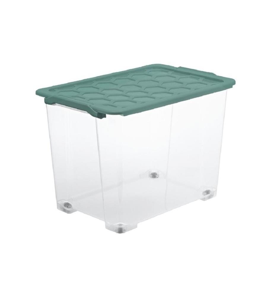 ROTHO - Aufbewahrungsbox Evo Safe 65 l, Grün/Transparent