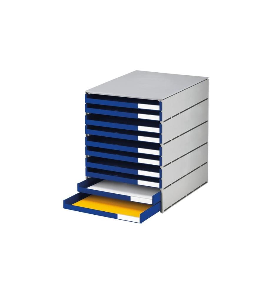 STYRO - Schubladenbox STYRO -val Pro 10 Schubladen, Blau, offen
