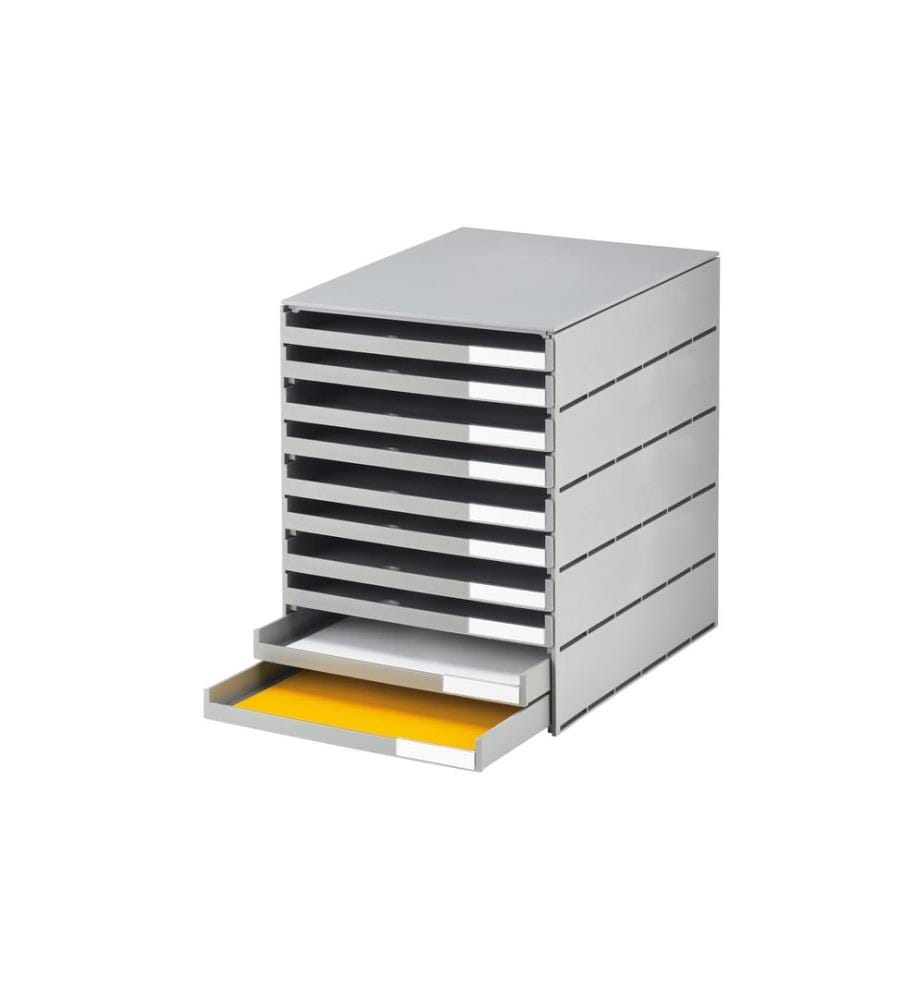 STYRO - Schubladenbox STYRO -val Pro Öko 10 Schubladen, Grau, offen