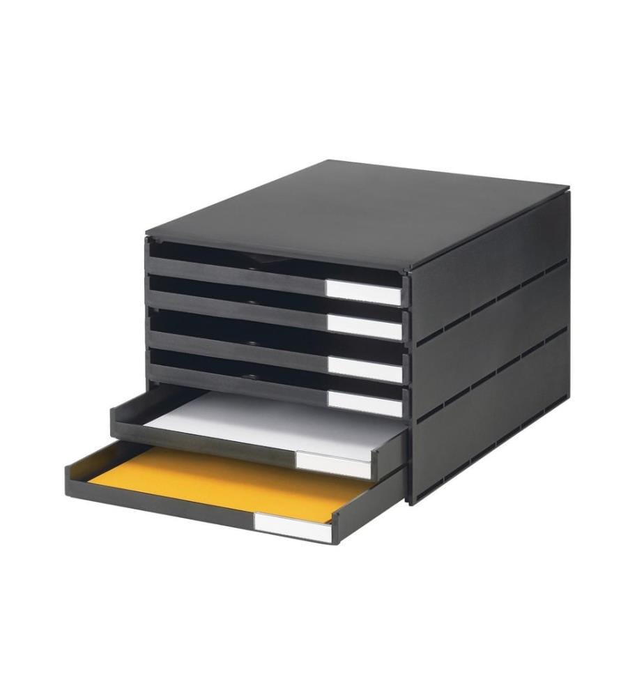 STYRO - Schubladenbox STYRO -val Pro Öko 6 Schubladen, Schwarz, offen