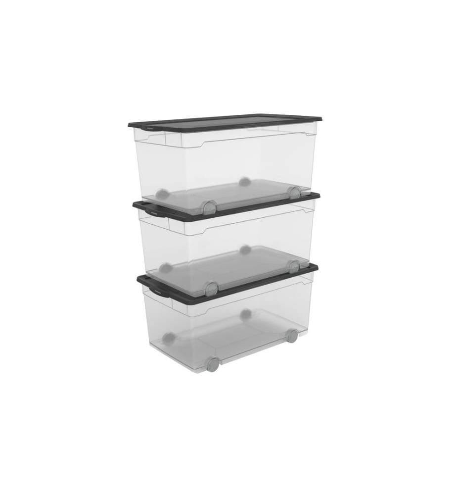 ROTHO - Boîte de rangement 3 pièces, Noir/Transparent