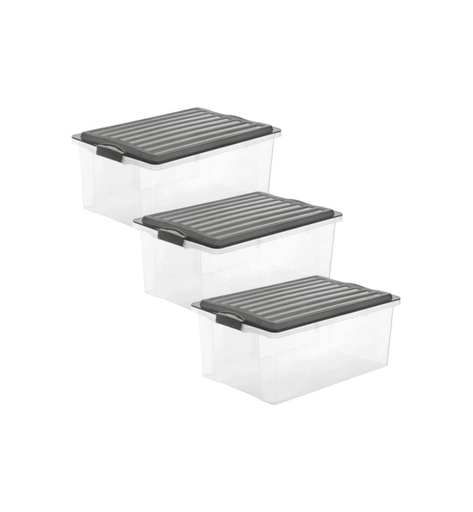 ROTHO - Aufbewahrungsbox COMPACT, Grau, 3 tlg.