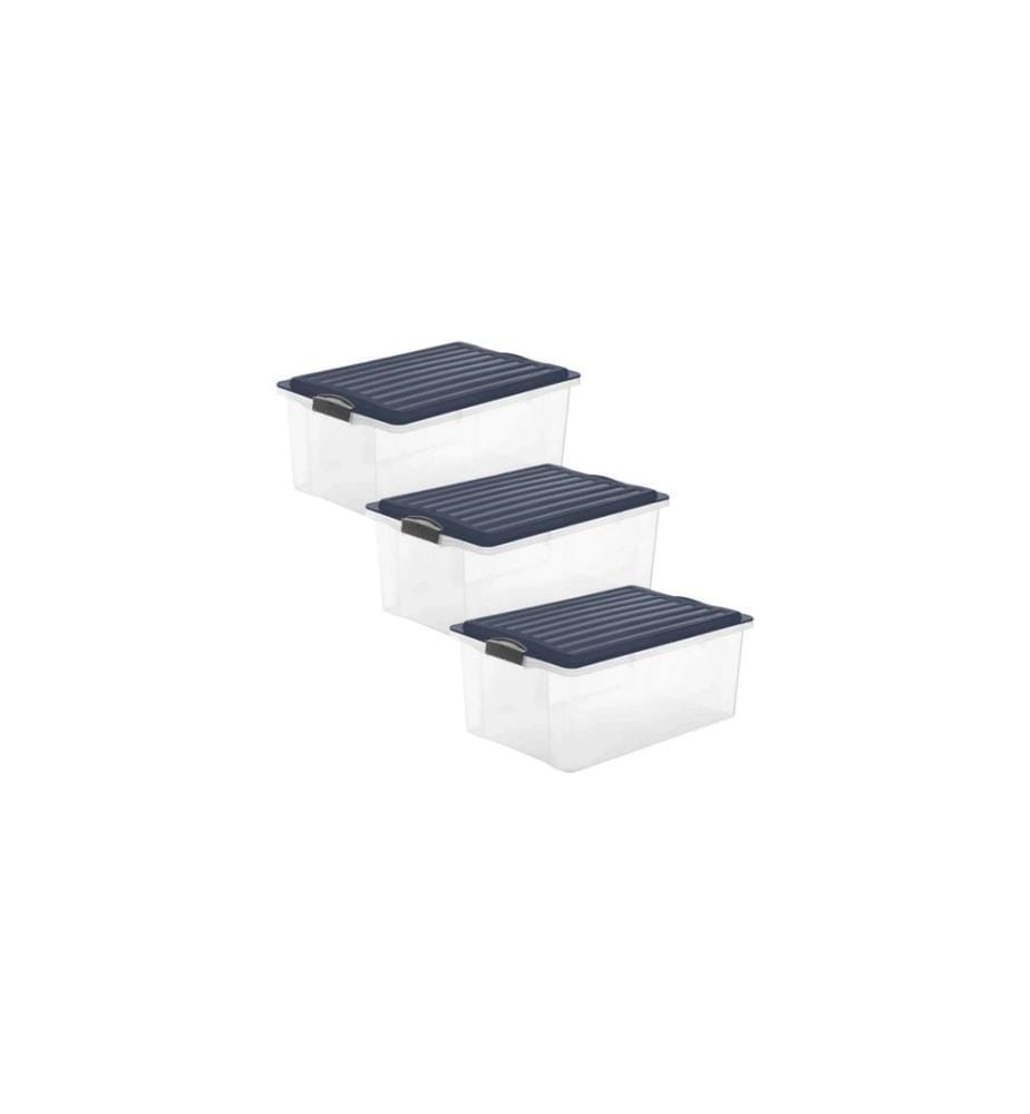 ROTHO - Aufbewahrungsbox COMPACT, Blau, 3 tlg.