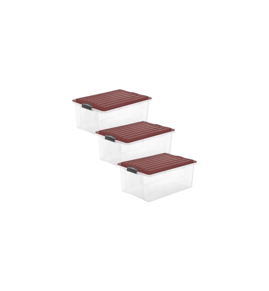 ROTHO - Aufbewahrungsbox COMPACT, Rot, 3 tlg.