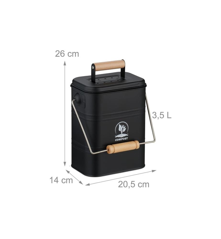 RELAXDAYS - Komposteimer 3.5 l, Hellbraun/Schwarz