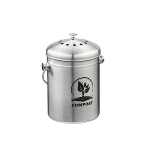 RELAXDAYS - Komposteimer mit Geruchsfilter 5 l, Schwarz/Silber