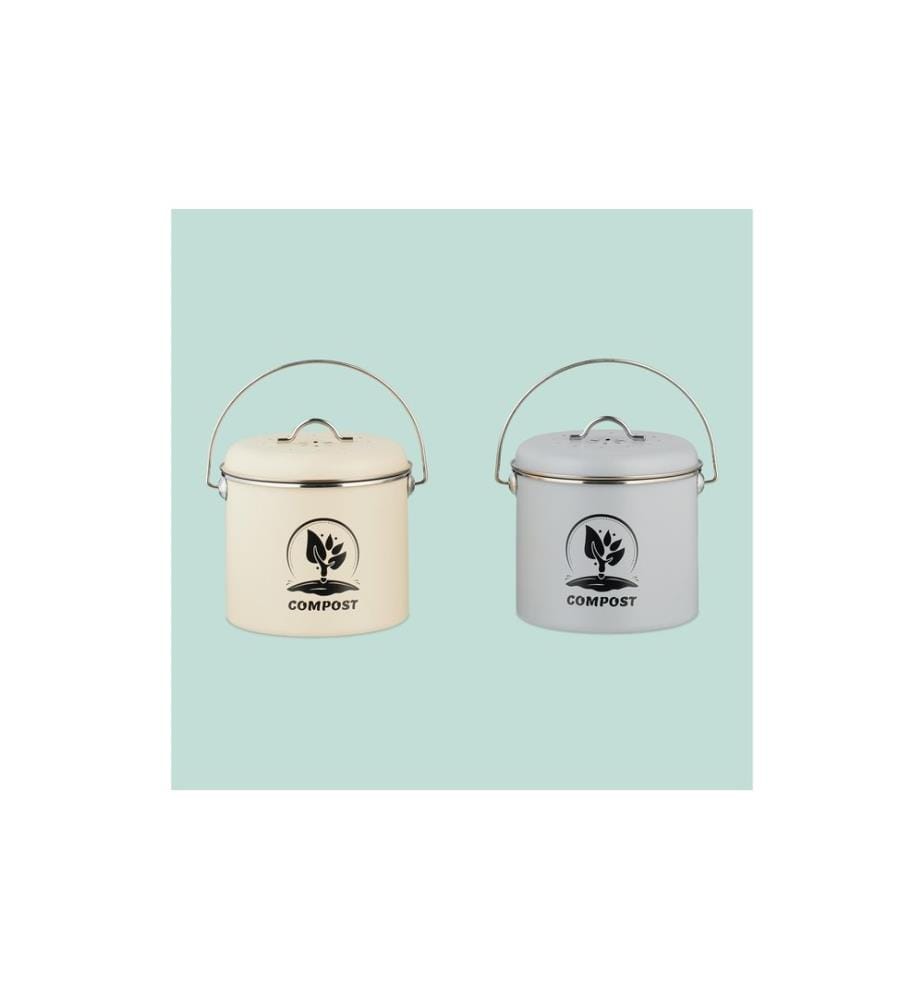 RELAXDAYS - Komposteimer 3.5 l, Crème/Silber