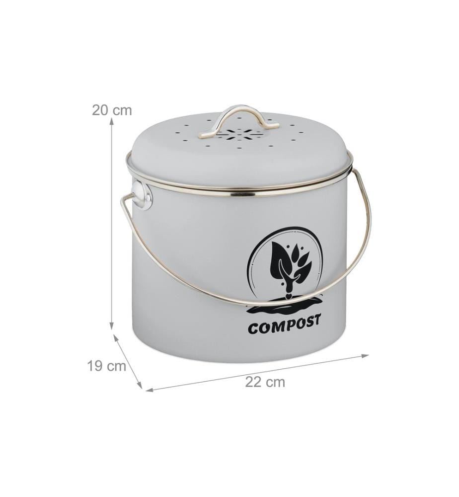 RELAXDAYS - Komposteimer 3.5 l, Grau/Silber