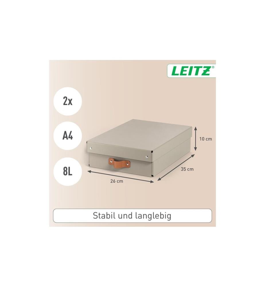 LEITZ - Arrchivbox Puro flach mit Klappdeckel, 2 Stück, Sand