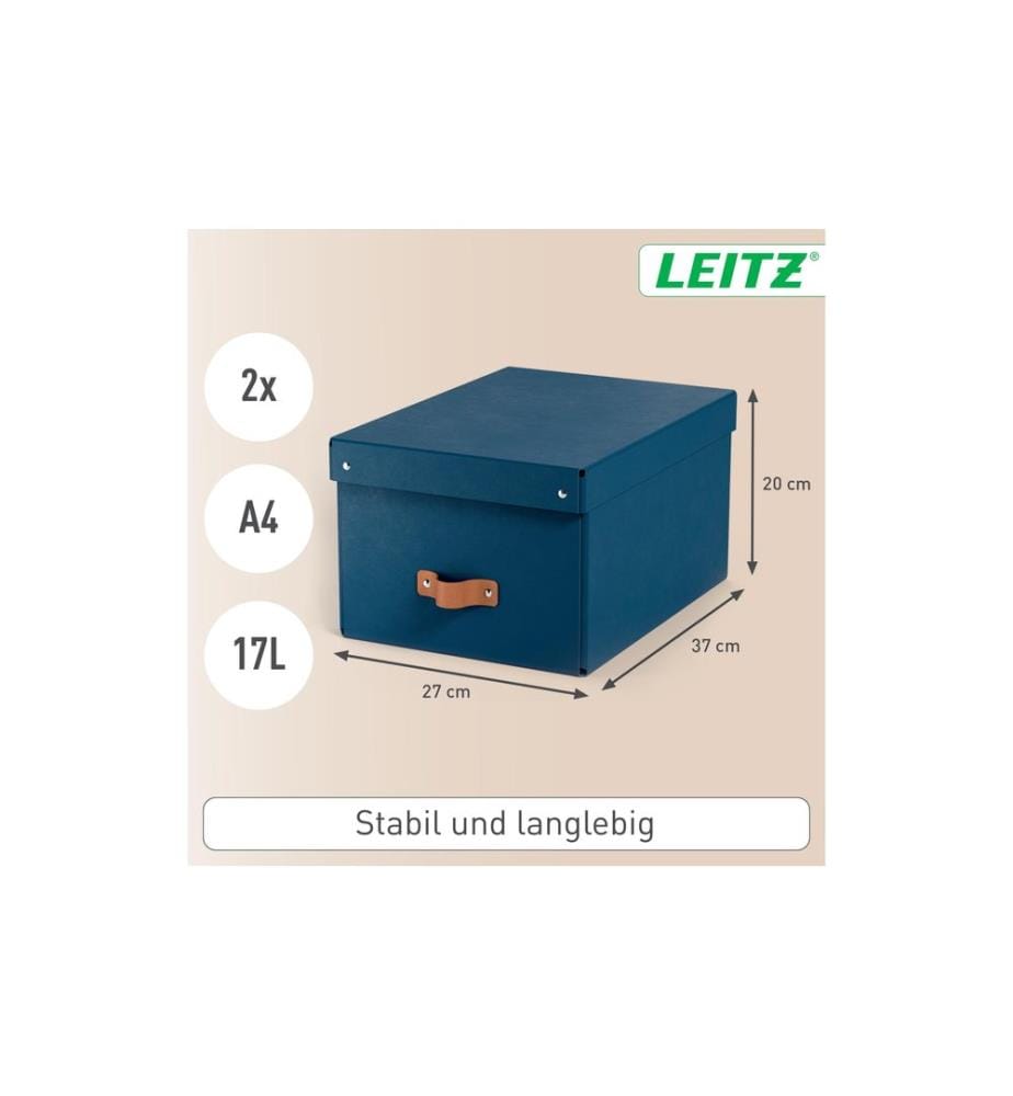 LEITZ - Arrchivbox Puro mittel mit Klappdeckel, 2 Stück, Nachtblau
