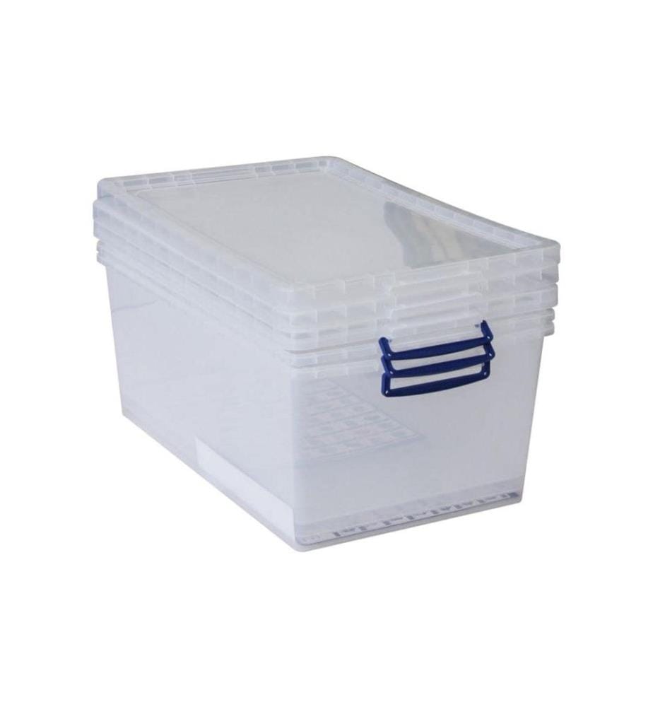 REALLY USEFUL BOX - Boîte de rangement nestbar Transparent, 3 x 62 l
