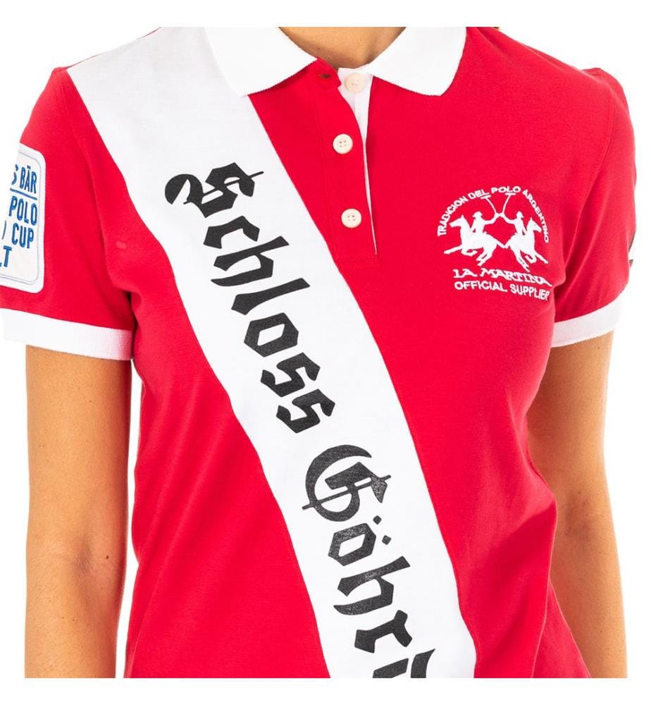 Kurzärmeliges Polohemd mit Reverskragen - Rot Weiss