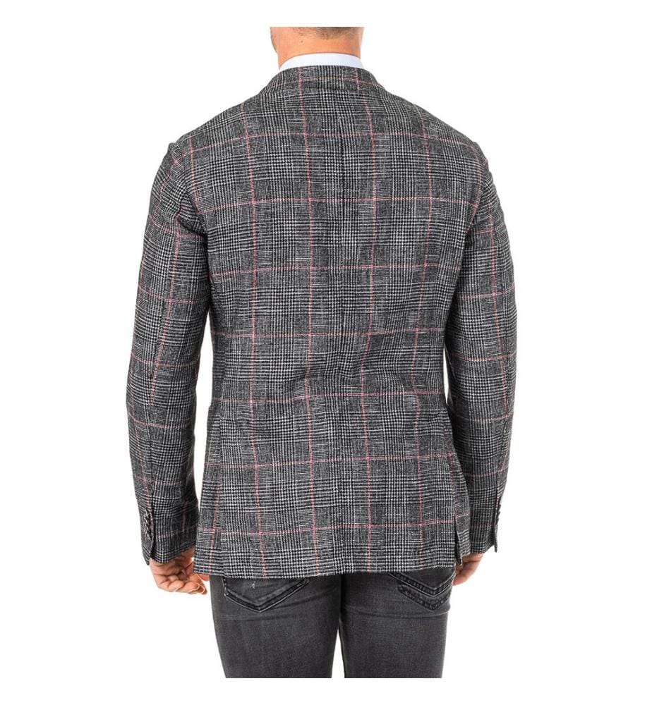 Blazer à carreaux à manches longues avec col à revers - Noir