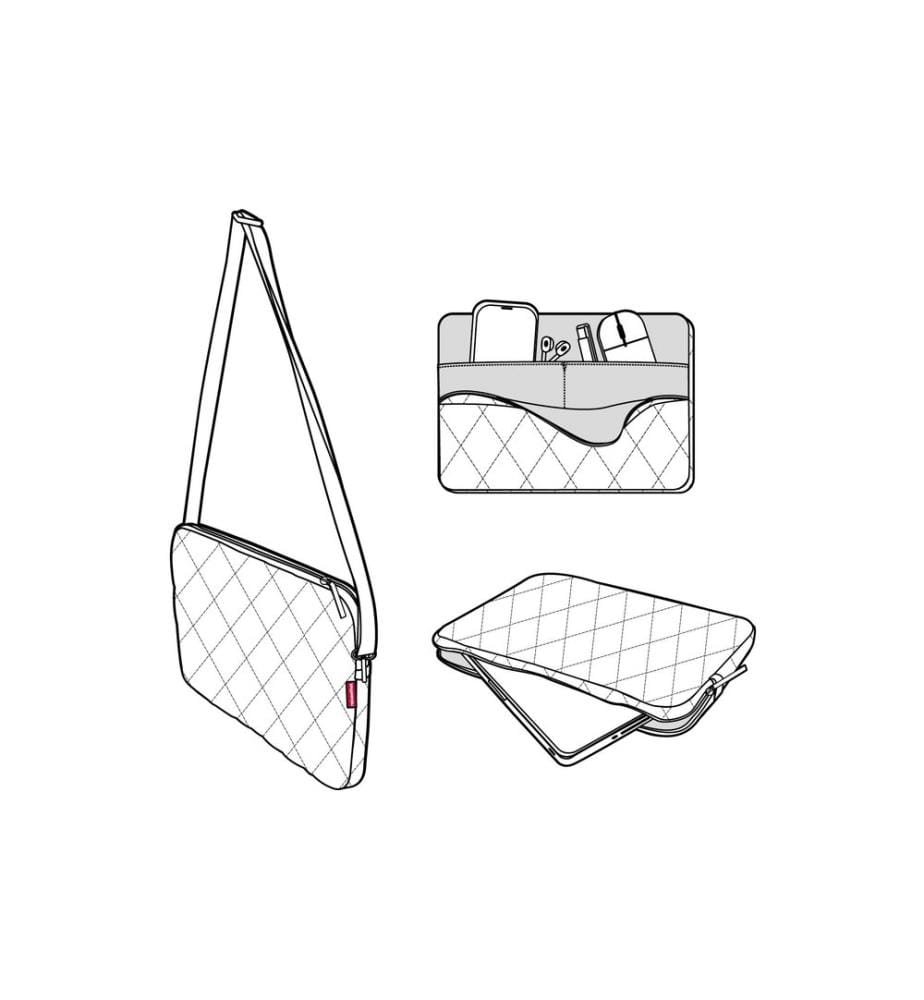 REISENTHEL - Sac pour notebook Notebook sleeve Rhombus Light Grey, 13.5