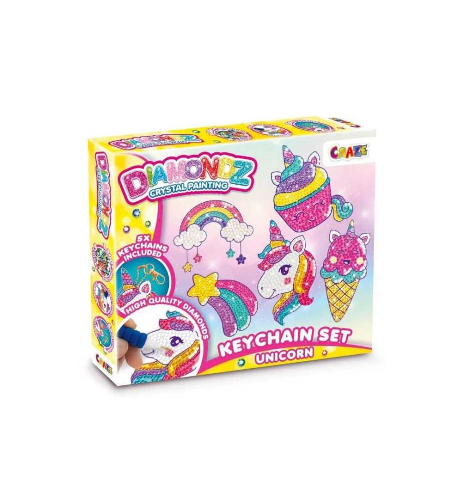 CRAZE - Bastelset Diamondz – Painting Keychain Set Unicorn