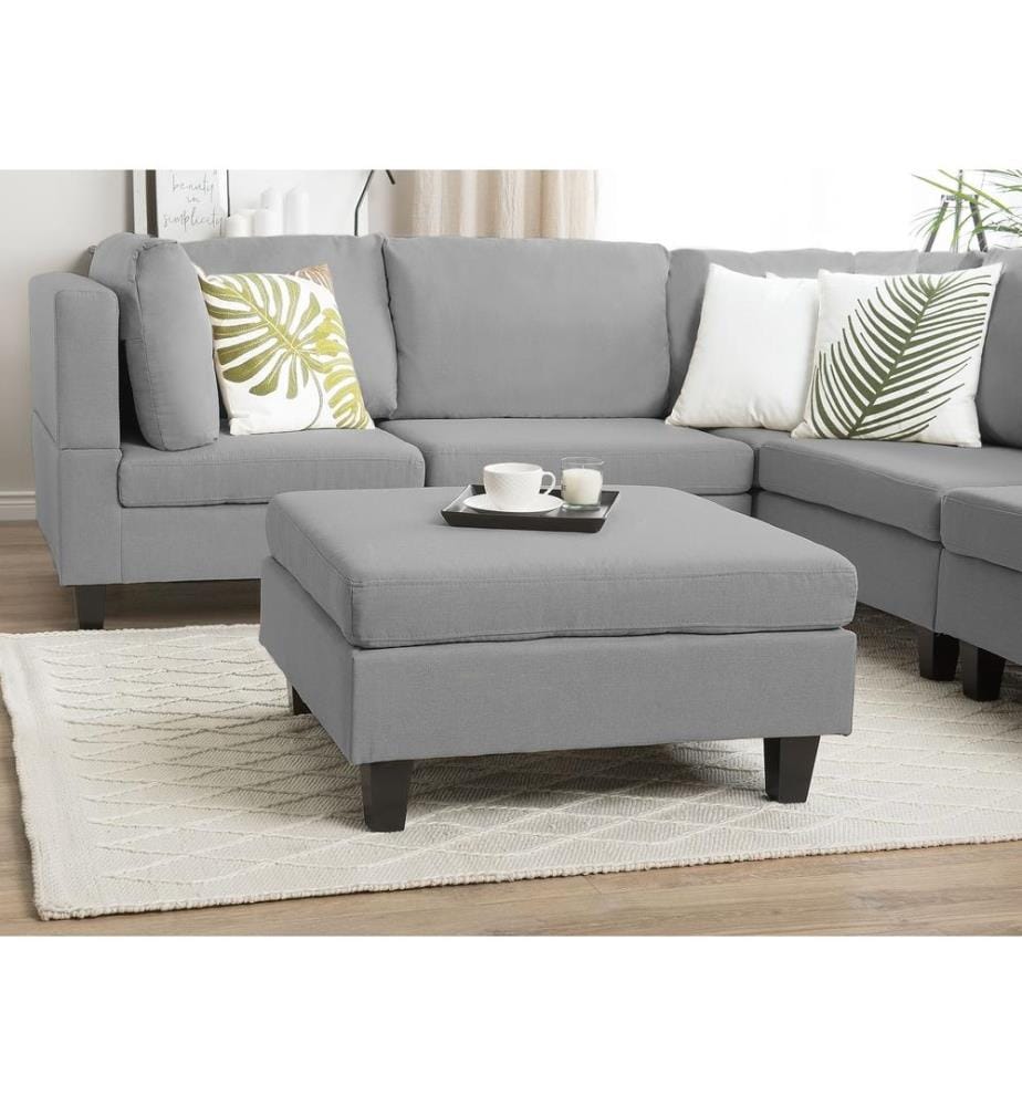 Ottoman FEVIK Tissu Gris clair