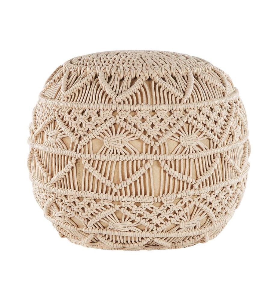 Pouf Makramee KAYSERI Baumwolle Beige