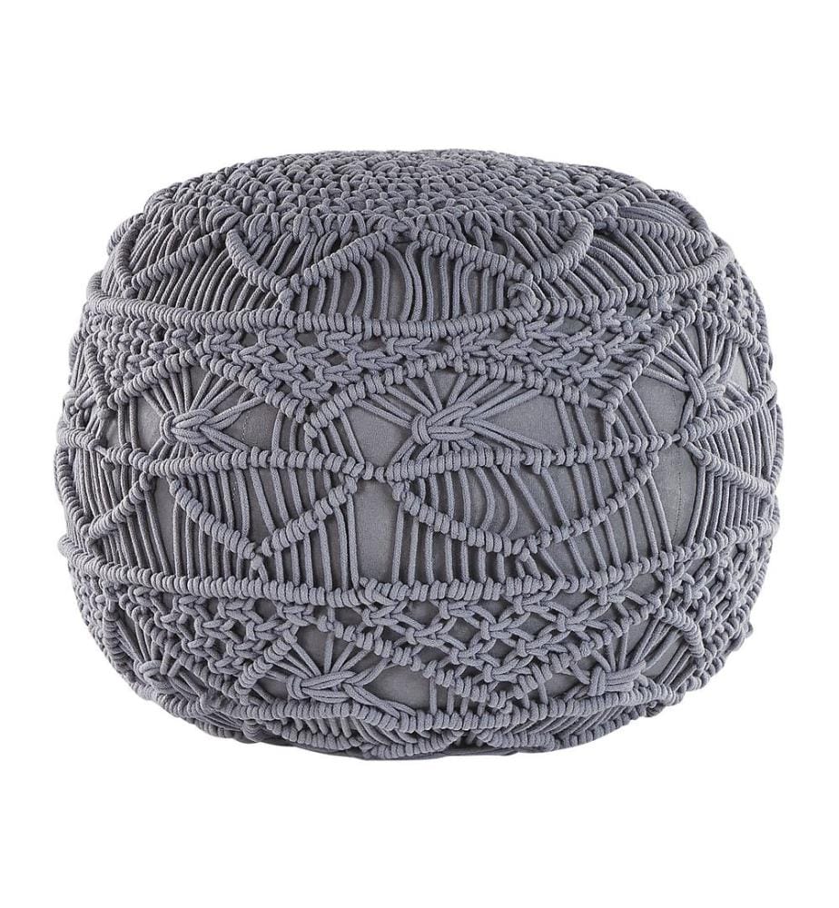 Pouf Makramee KAYSERI Baumwolle Grau