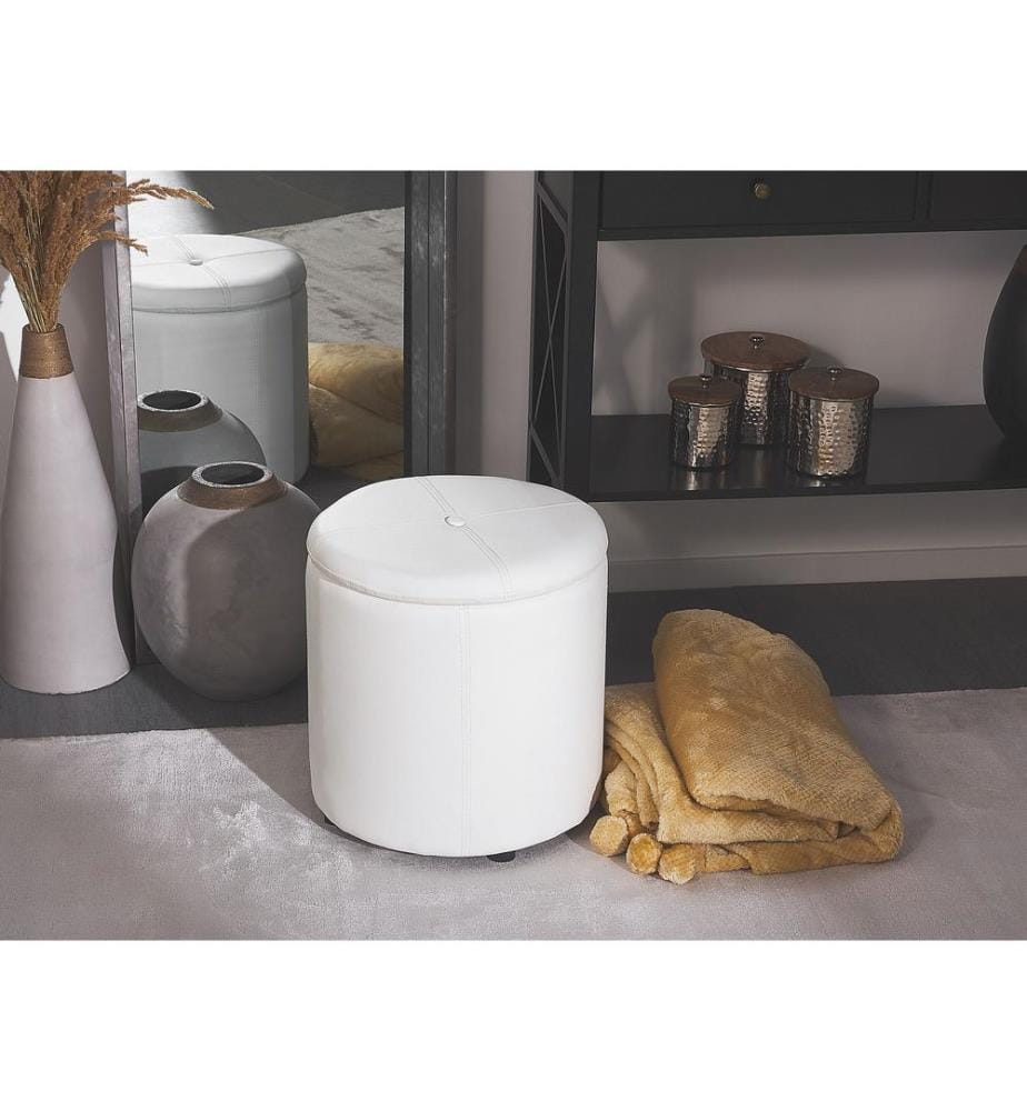 Pouf mit Stauraum MARYLAND Kunstleder Weiss