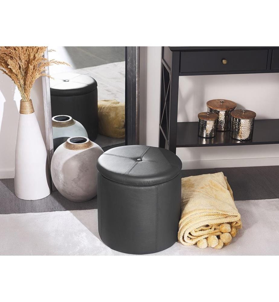 Storage Pouffe MARYLAND Faux Leather Black