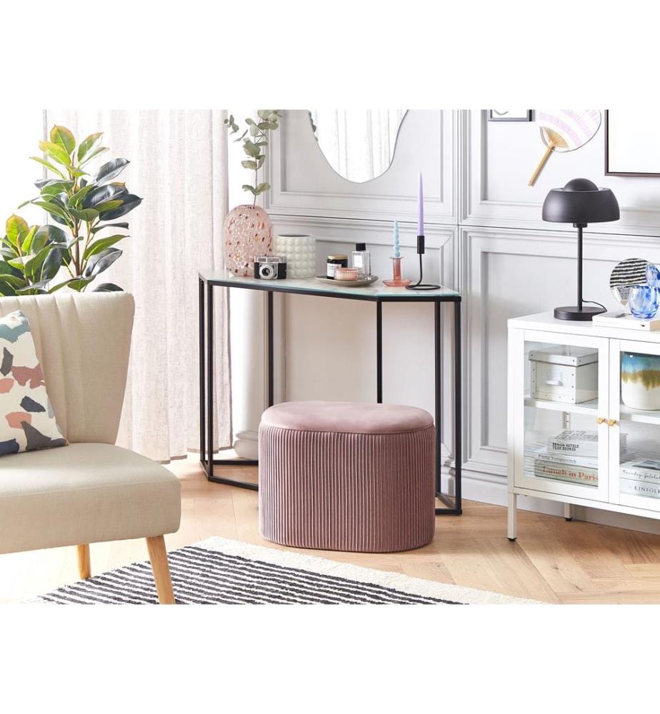 Pouf mit Stauraum RICHLAND Samtstoff Rosa