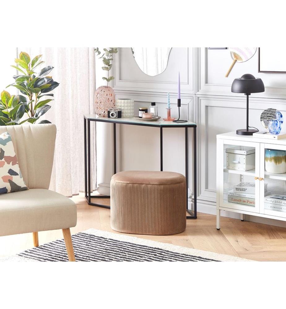 Pouf mit Stauraum RICHLAND Samtstoff Beige