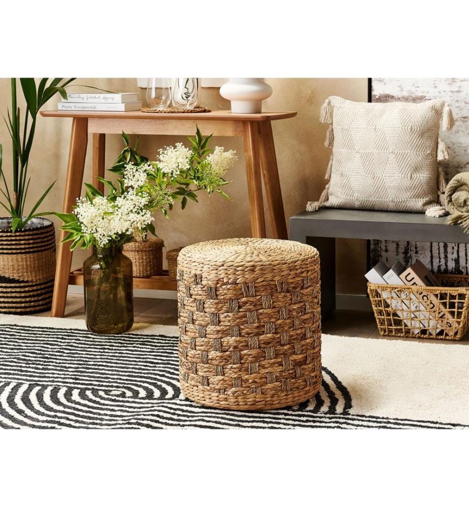 Pouf BASSLET Geflecht Beige