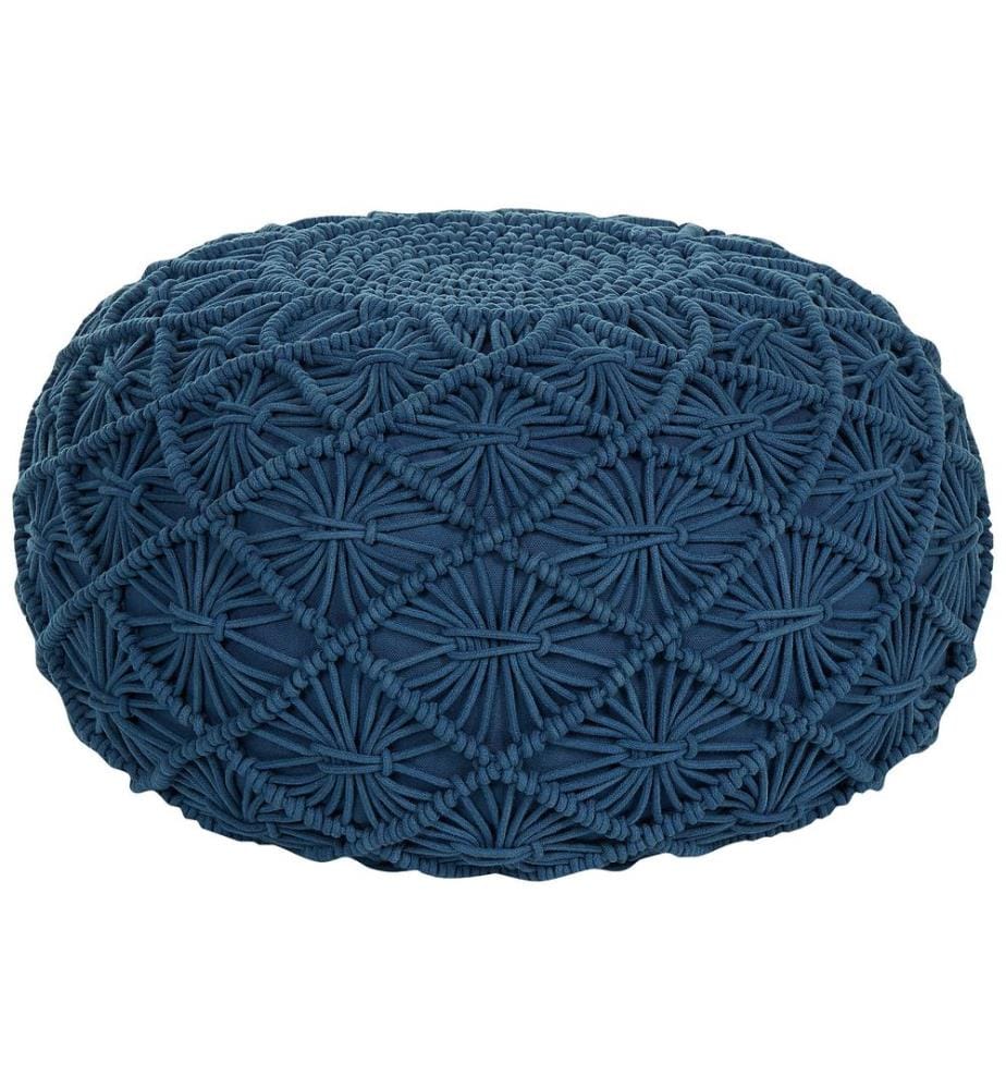 Pouf Macramé BERKANE Coton Bleu marine
