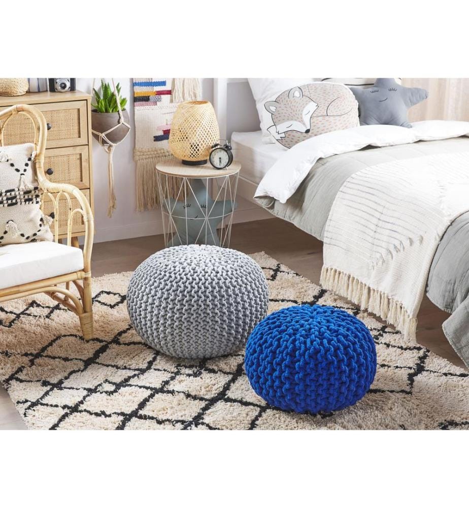 Pouf CONRAD Baumwolle Hellgrau