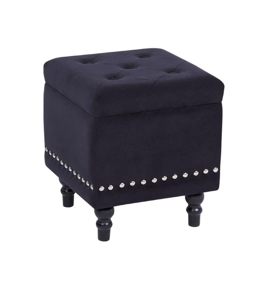 Pouf mit Stauraum LORETTO Samtstoff Schwarz 37 cm 37 cm 40 cm