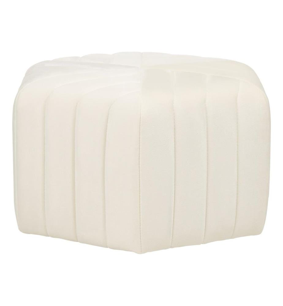 Pouf MURIETTA Velours Blanc cassé