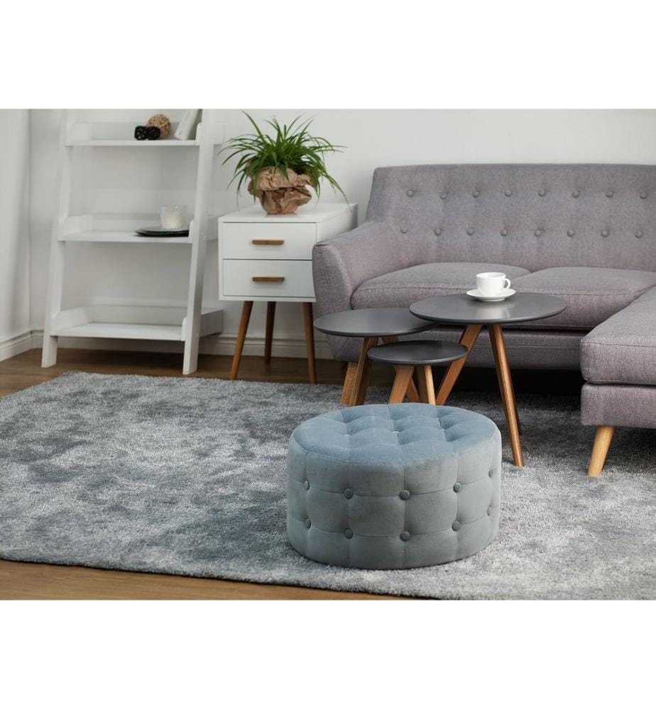 Pouf TAMPA Samtstoff Hellgrau